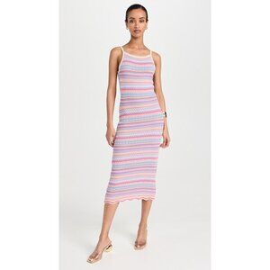 119$ Z Supply Santa Cruz Stripe Bodycon Midi Dress Sleeveless Size M Pink